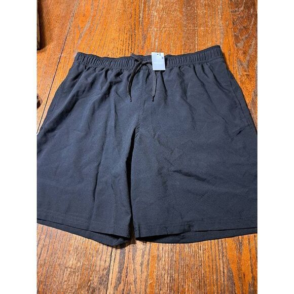 New XL West Loop Black Elastic Drawstring Waist Lined High Waist Shorts Pockets - Picture 1 of 3